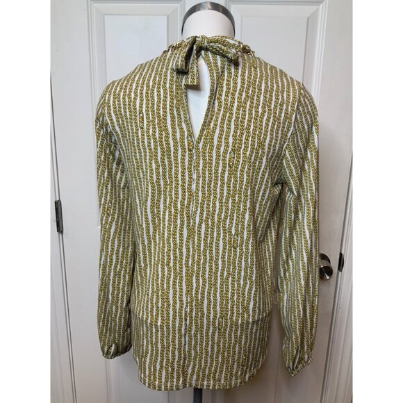 Michael Kors White & Gold Chain Print Top W/ Chain Neck $125, Size S, NWT! - Picture 7 of 10